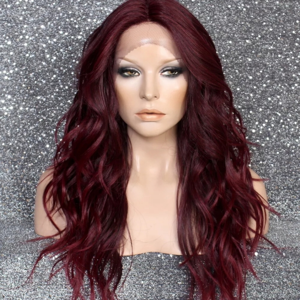Red/burgundy lace front wig